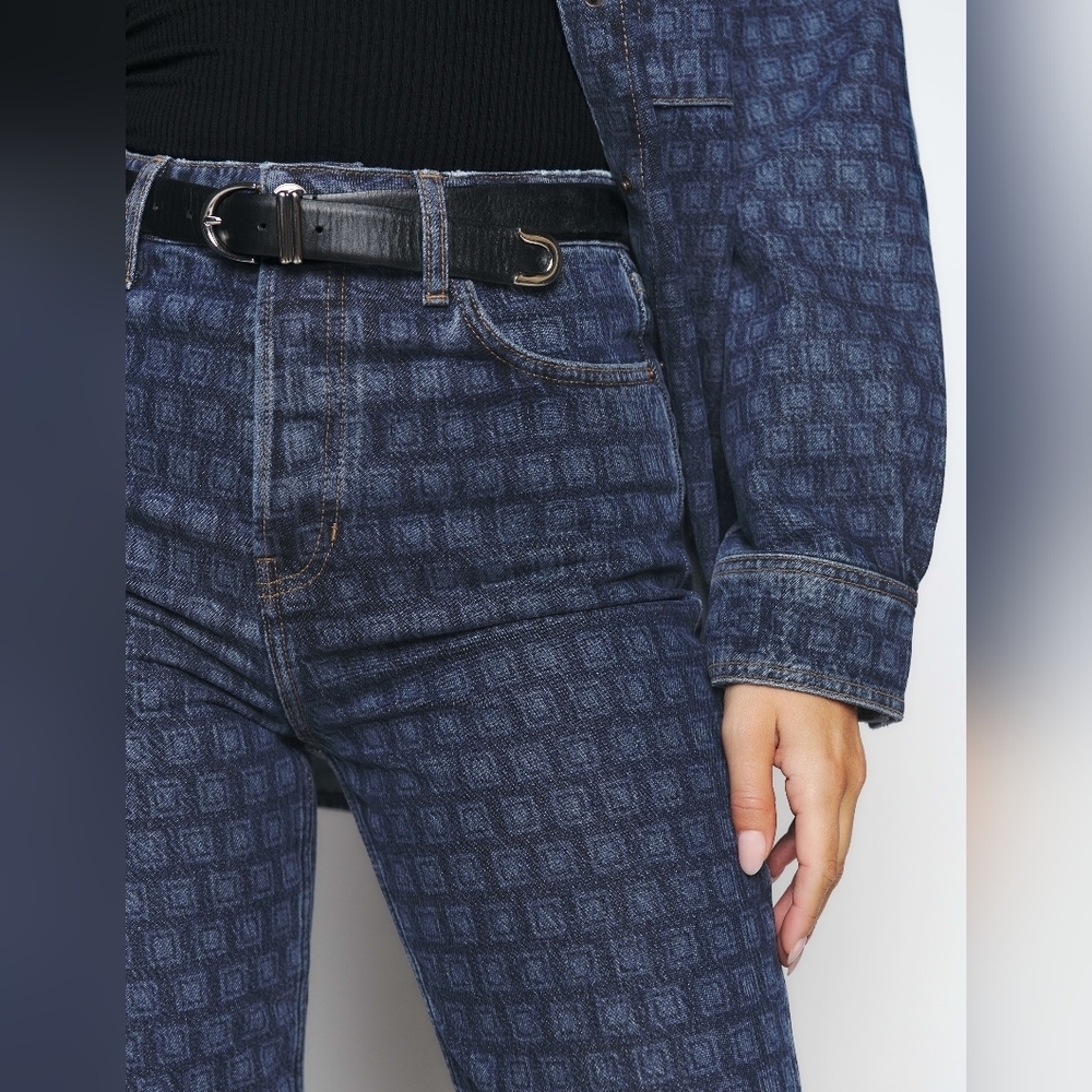 Reformation CYNTHIA HIGH RISE STRAIGHT LONG JEANS IN DISCO
